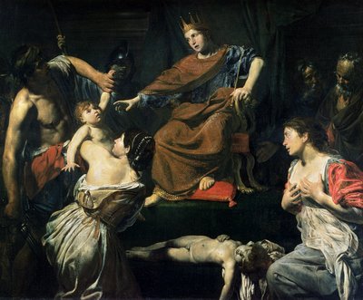 Het oordeel van Salomo door Valentin de Boulogne